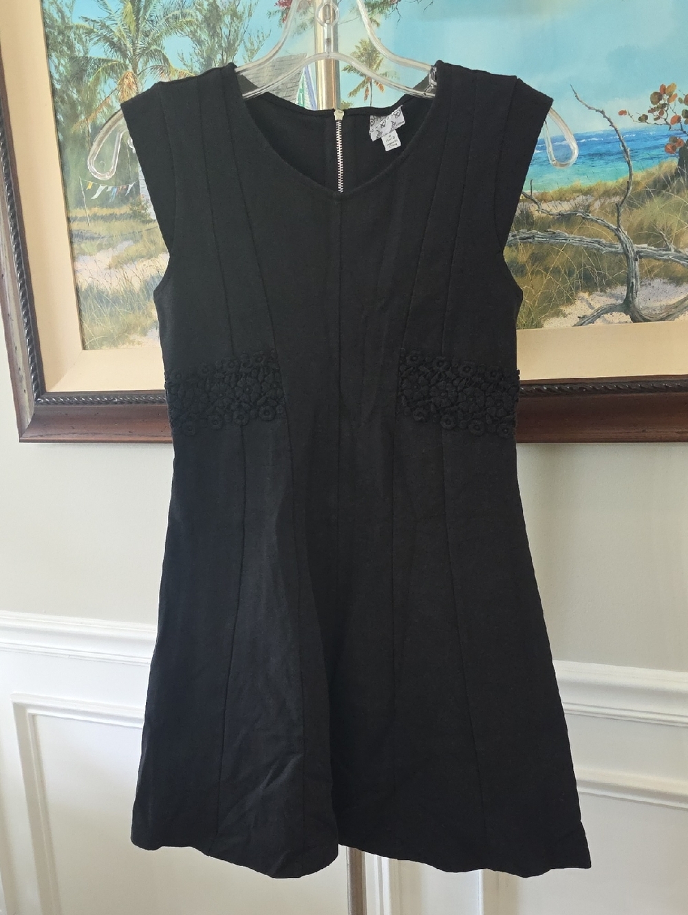 Disney Black Sleeveless Mini Dress with Floral Waist Detail
